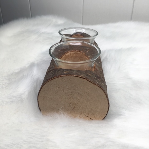 Yule Log Votive Candle Holder Solstice Christmas - Picture 3 of 8